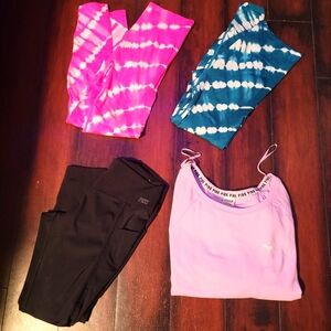 4 piece Victoria Secrets Pink  Workout Casual Pants and top size med